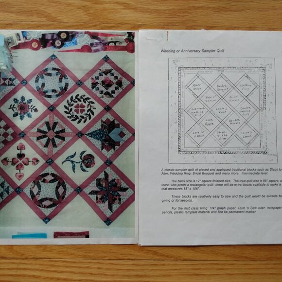Vintage Quilt Sewing Pattern and Templates AS IS - Picture 5 of 11
